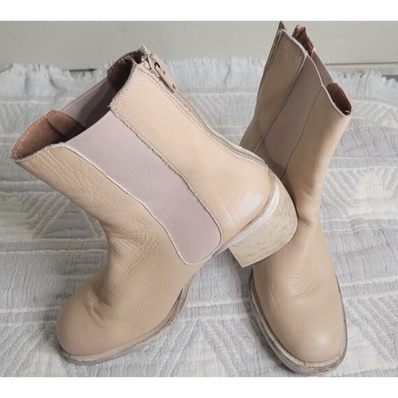 Free People Leather Chelsea Ankle Boots Women’s 36 (US 6) Nude Beige - Picture 1 of 9